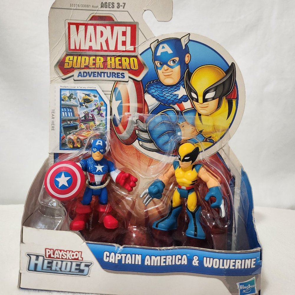PlaysKool Heroes Marvel Super Hero Adventures Captain America & Wolverine Figure